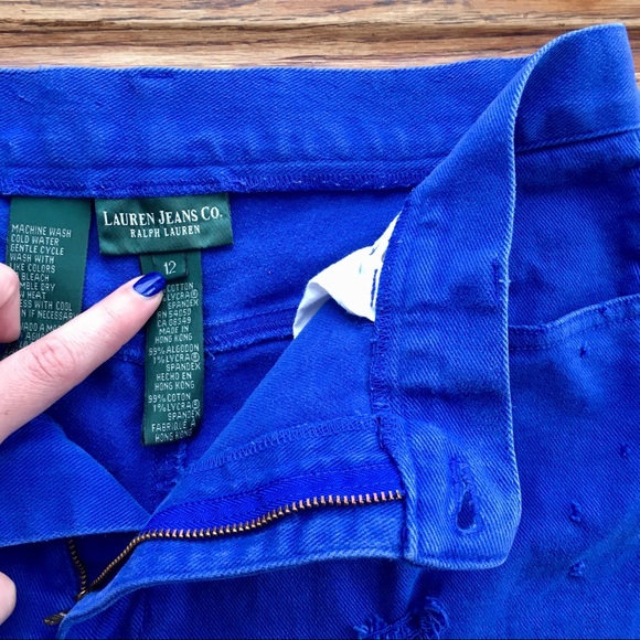 Vintage Ralph Lauren—Destroyed Bright Blue Cutoffs - Picture 5 of 7